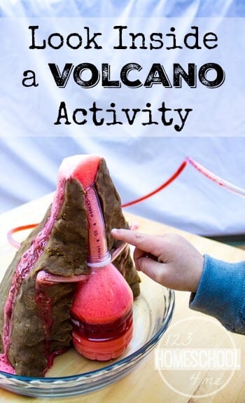 Take building a classic volcano experiment for kids to whole new level with this volcano project for kids where your kids can actually see what happens INSIDE the volcano during an erruption!  This volcano science project is perfect for preschool, pre-k,  kindergarten, first grade, 2nd grade, 3rd grade, 4th grade, 5th grade, and 6th grade students. Plus this homemade volcano is super EASY to make!