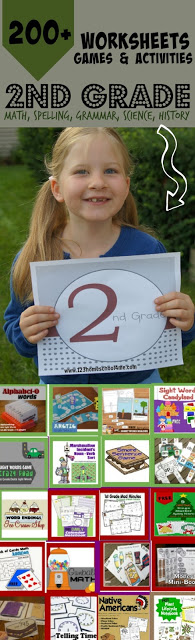 WOW! Over 200+ FREE printable 2nd grade worksheets and second grade games to make learning fun. Includes math and literacy including parts of speech, addition, subtraction, skip counting, sentences, history, life cycles, geography and more #2ndgrade #secondgrade #homeschooling