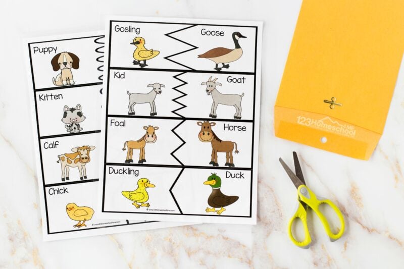 Matching baby animals to their mothers interactive game